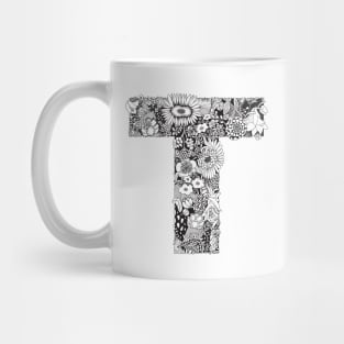 Floral Letter T Mug